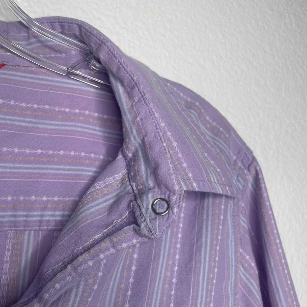 The North Face Womens 3/4 Sleeve Striped Button Down Shirt Purple Medium M - Picture 12 of 15